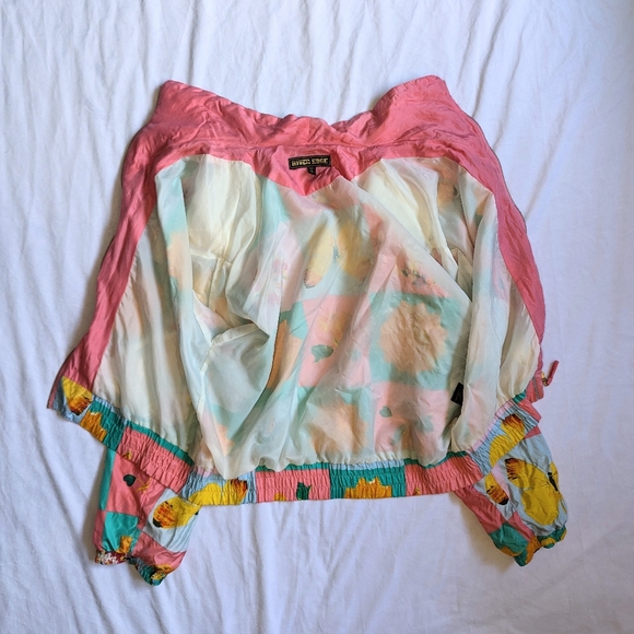 Womens River Edge L Track Jacket 100 Percent Silk Vintage Padded Shoulders Y2K - Picture 8 of 8